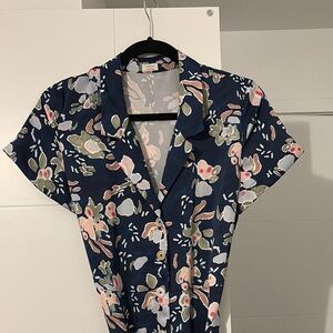 Wilfred Aritzia Floral Navy Dress